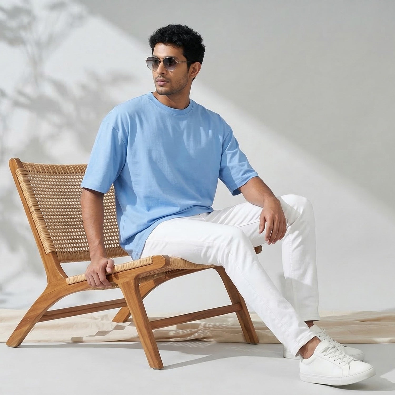 Men’s Oversize Essential Crew Tee – Light Blue