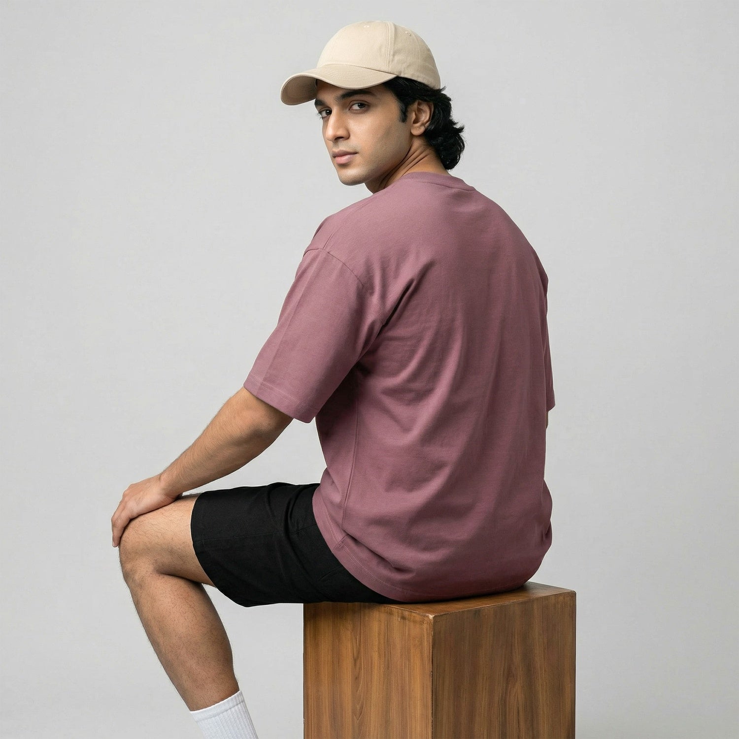 Men’s Oversize Essential Crew Tee – Plum