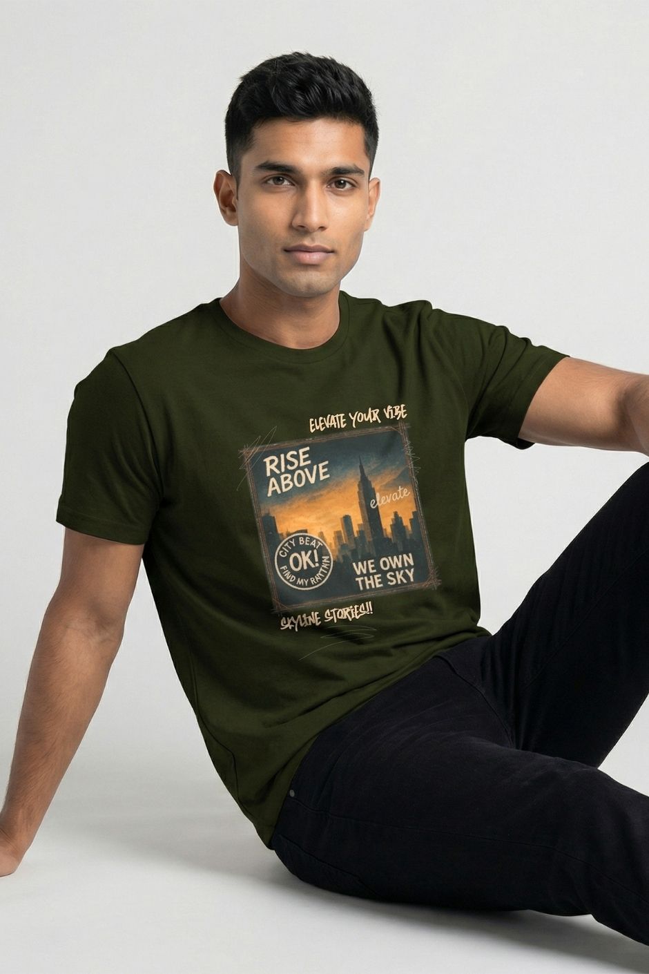 Rise Above Printed Tee | Men’s Regular Fit T-Shirt