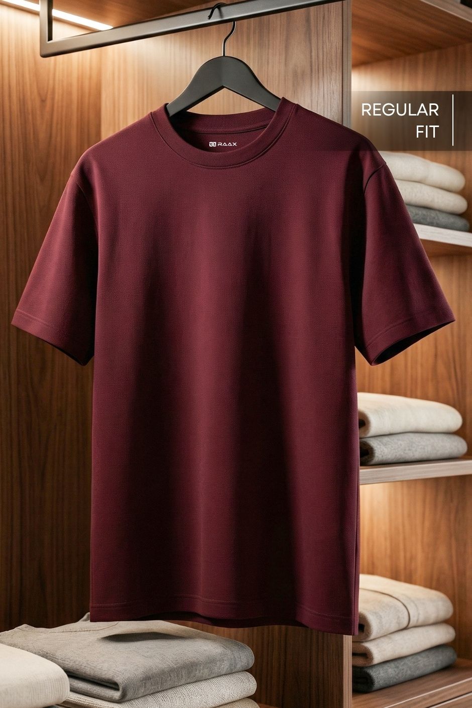 Men’s Regular Essential Crew Tee – Maroon Red