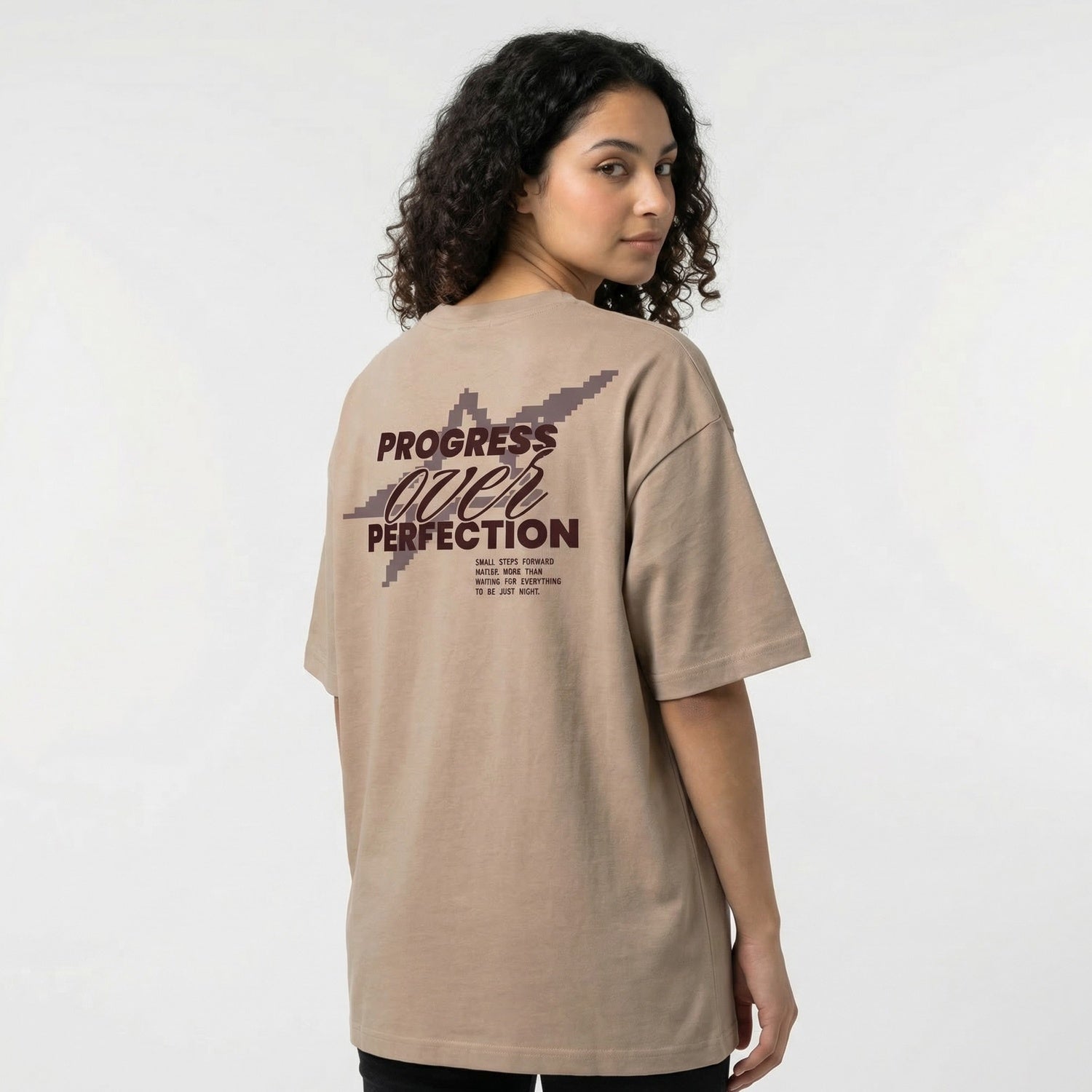 Progress Over Perfection Printed Tee | Women’s Oversize T-Shirt
