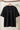 Black oversized t-shirt on a hanger with 'raax' branding against a neutral background