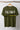 Olive t-shirt with 'DEAD END' text and caution design on a hanger against a white background