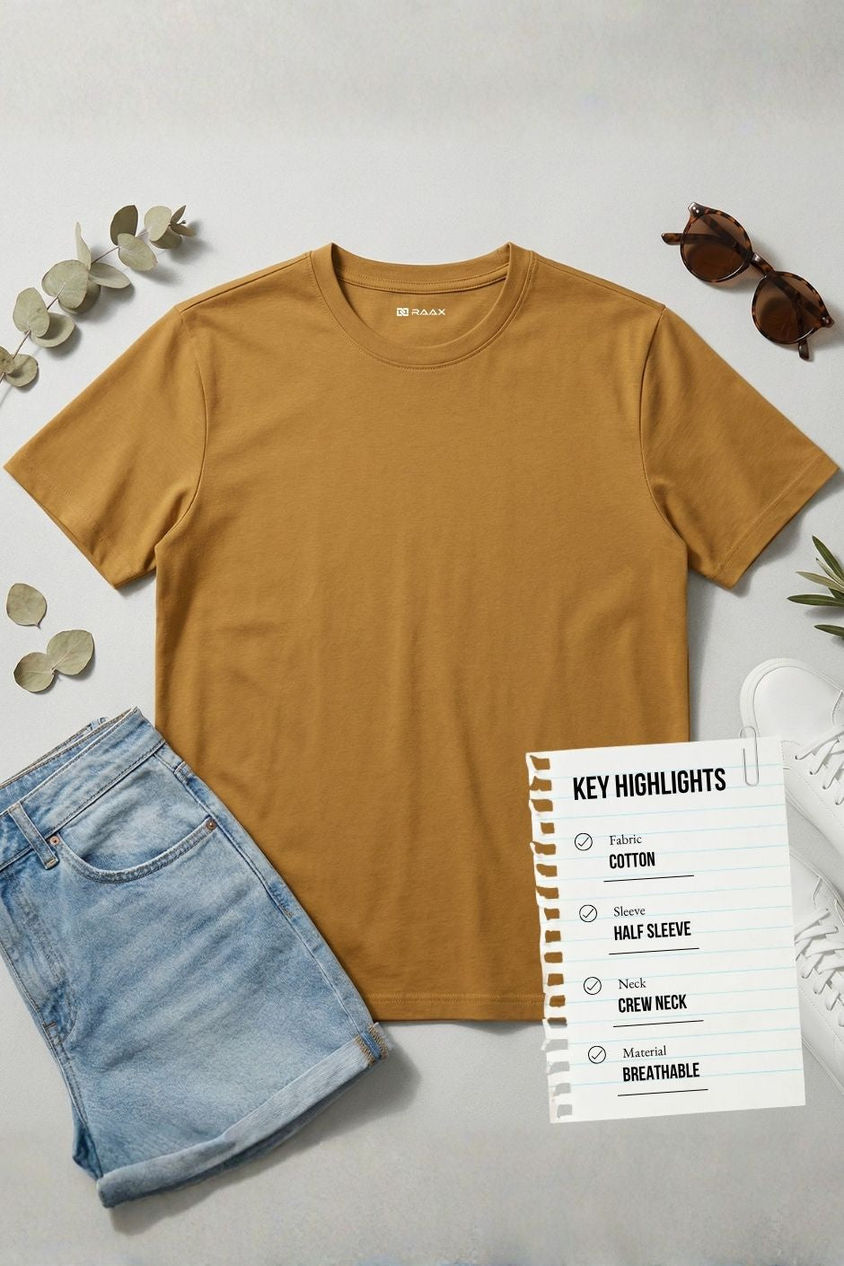 Men’s Regular Essential Crew Tee – Mustard Yellow